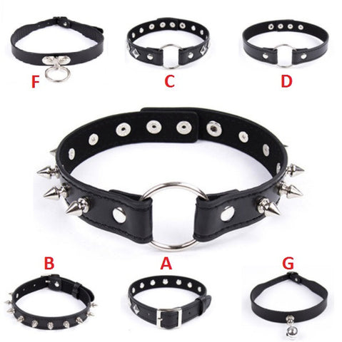 Leather Choker Collar, 6 styles - Free Shipping