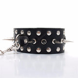Leather Spiked Collar Leash Adjustable - Free Shipping